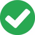 Círculo verde con una marca de verificación blanca al centro.