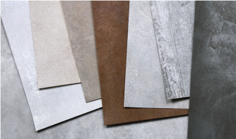 Varios acabados arquitectónicos con textura de hormigón y estuco.
