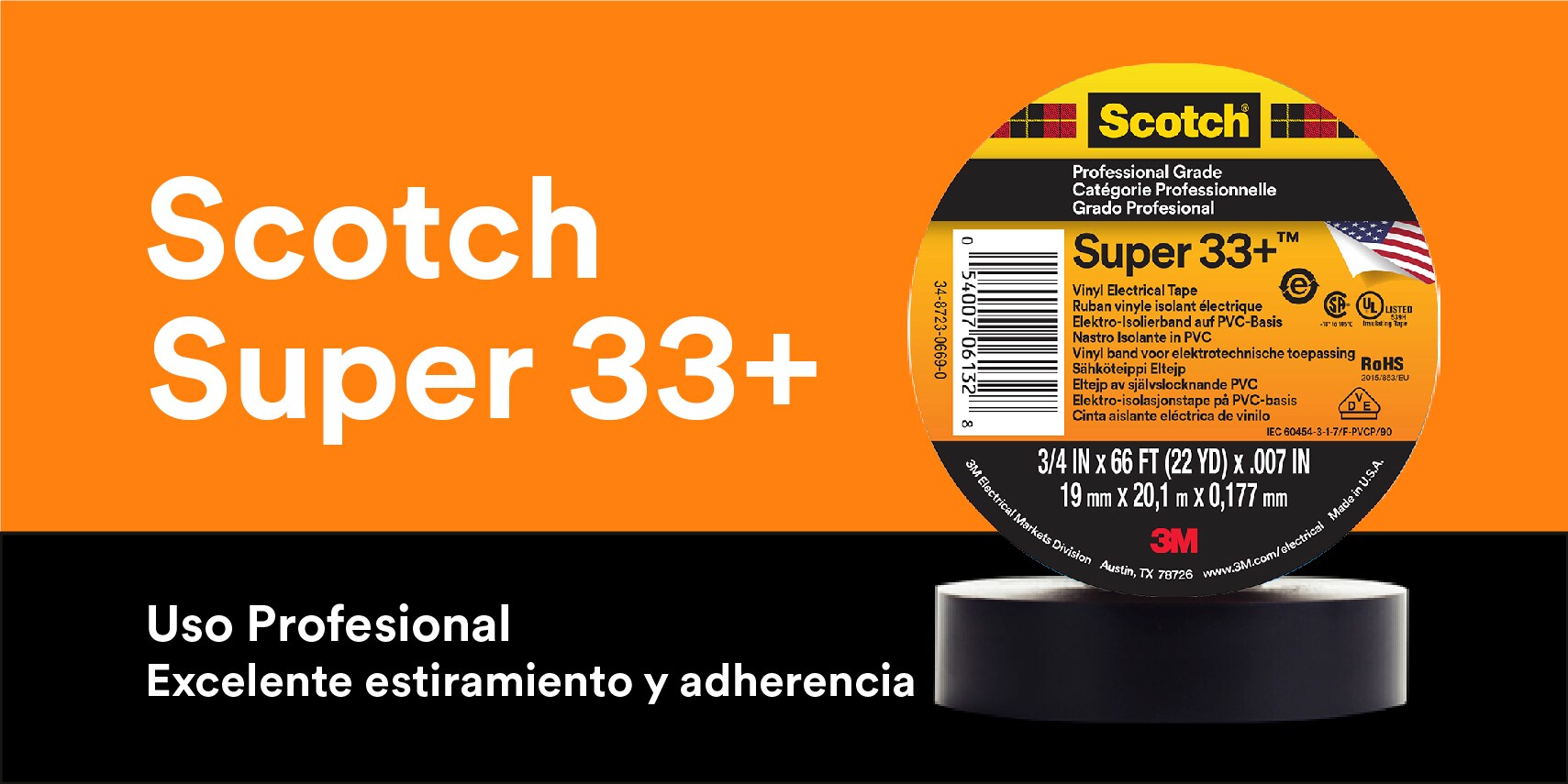 Imagen del producto Cinta aislante de vinilo Super 33 de 3M
