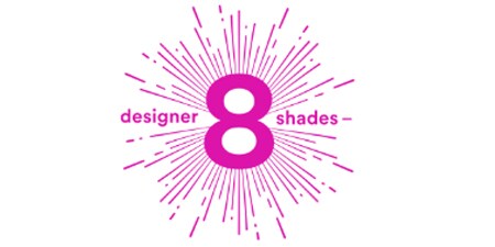starburst icon under 8 designer shades text

