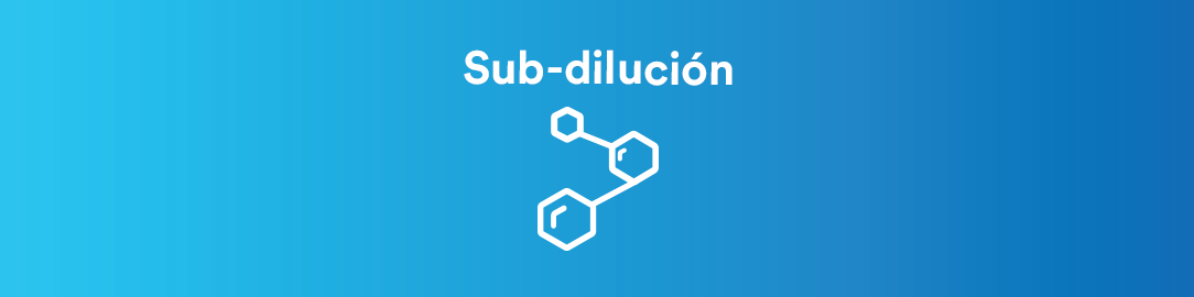 Sub-dilución y ícono de químico.
