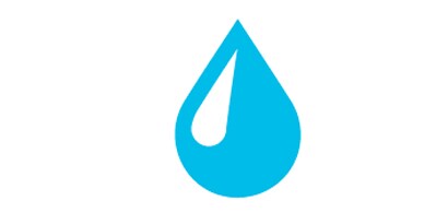 Dibujo de una gota de agua en blanco y azul.
