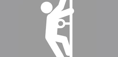Illustration of figure climbing ladder connected by connection point on front
