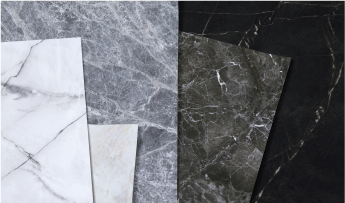 Varios acabados arquitectónicos con textura de piedra.
