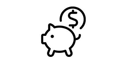 Ícono de alcancía con dinero.
