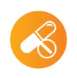 Ícono de industria farmacéutica de color naranja.