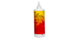 Botella de lubricante 3M WL-QT para tendido de cables, con etiqueta amarilla y roja y tapa aplicadora blanca.

